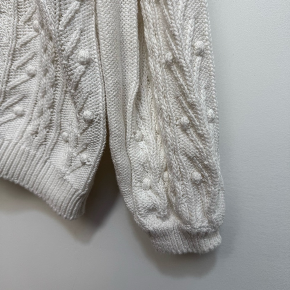 Sezane Beryl Cardigan Sweater Women XL Cable Knit Organic Cotton Reversible Butt - Picture 10 of 14